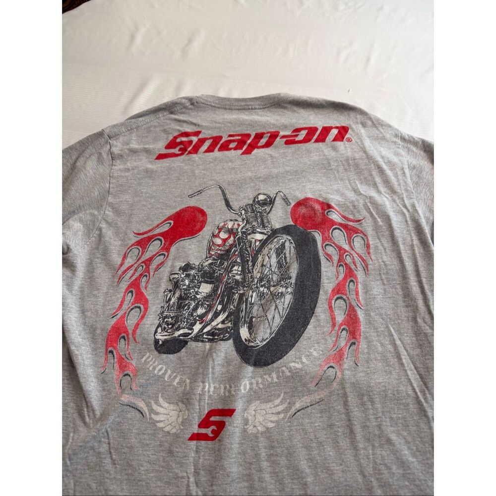 Snap On Tools Grey Motor Chopper Short Sleeve T-Shirt Size XL